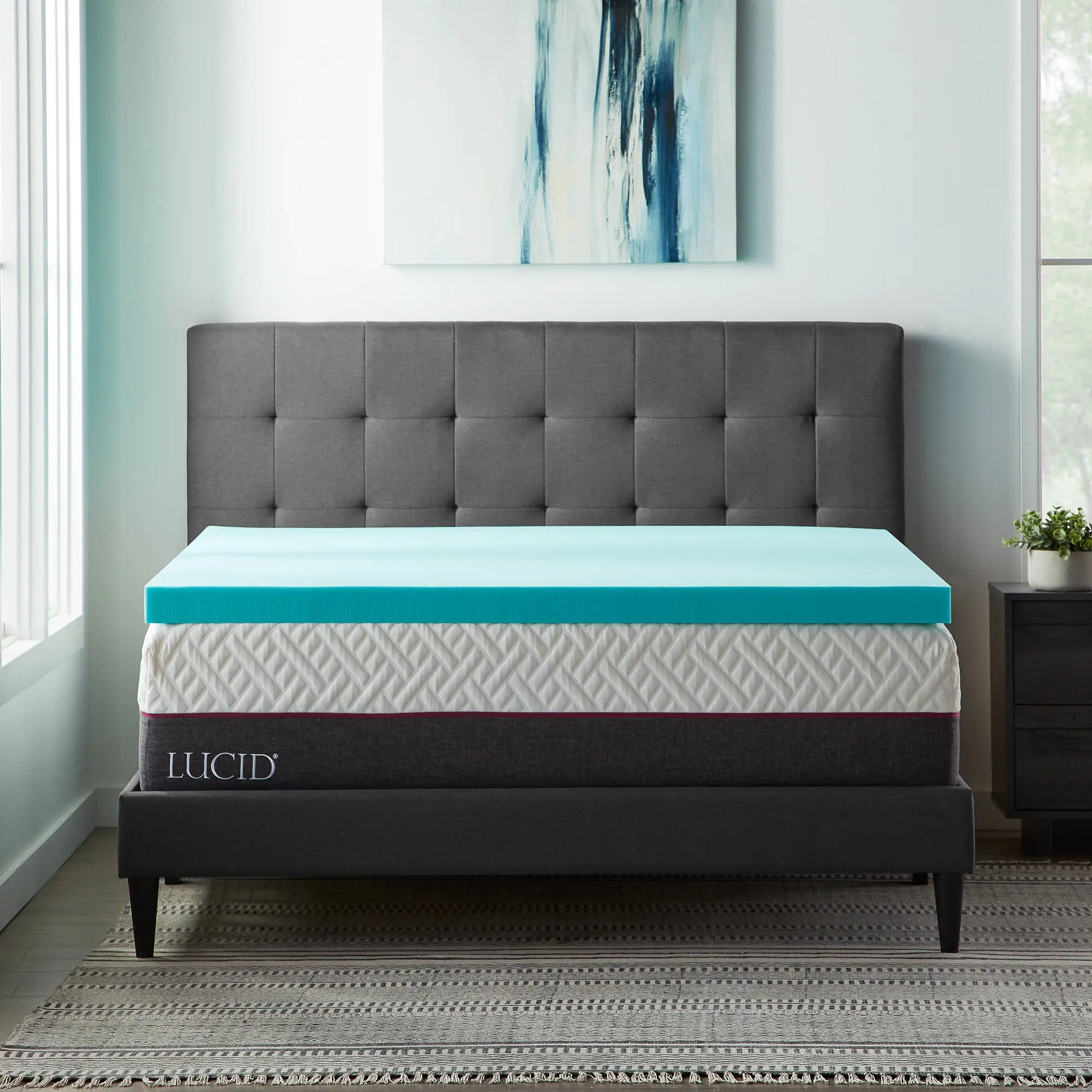 Lucid® Dusk Gel and Aloe Infused Memory Foam Topper 3" Full/Double! Temperature regulating gel-infusion helps create a cooler and more comfortable sleep. Retails $137  on sale!