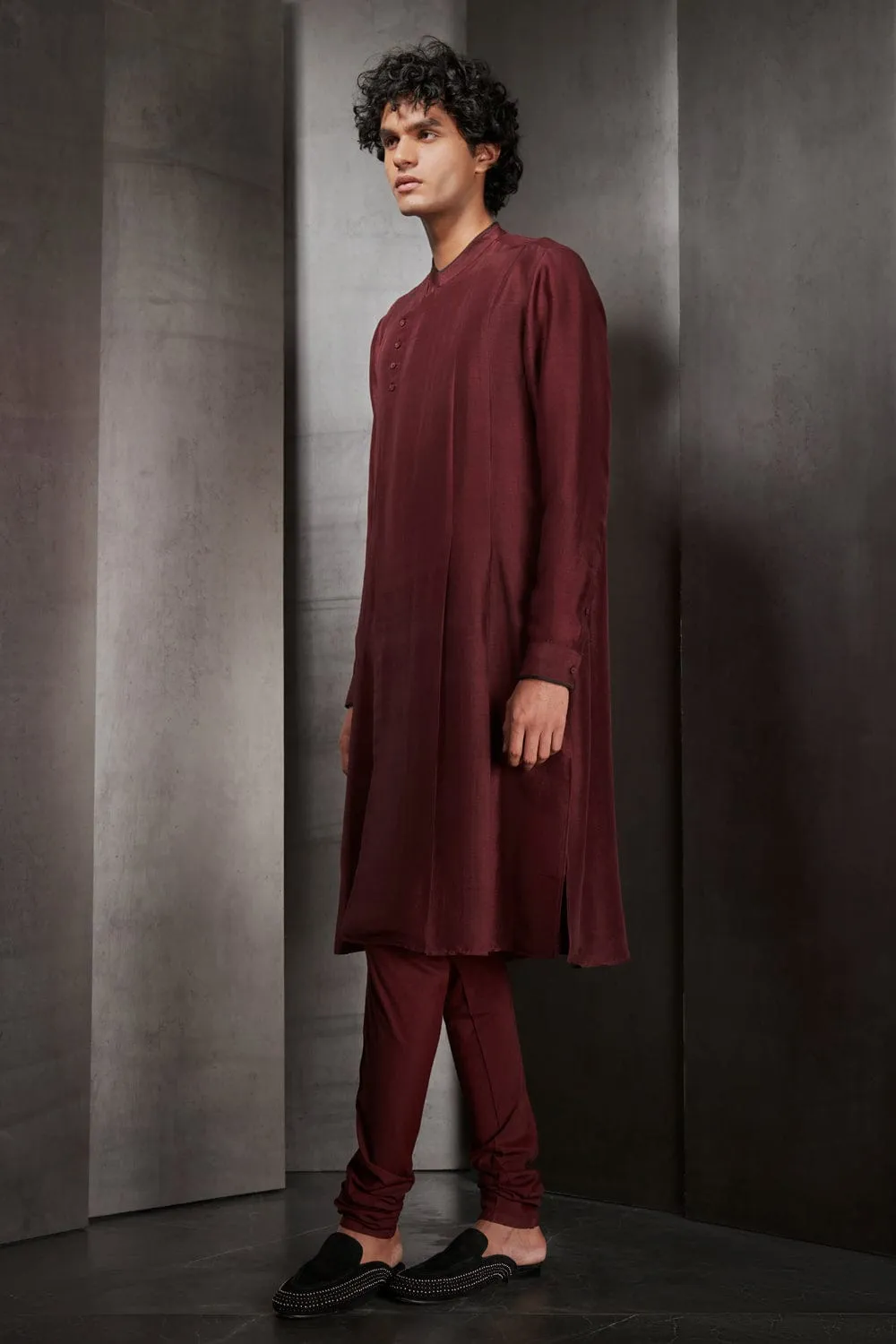 Maroon Overlap Layer Kurta