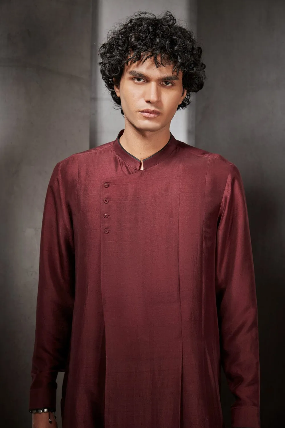 Maroon Overlap Layer Kurta