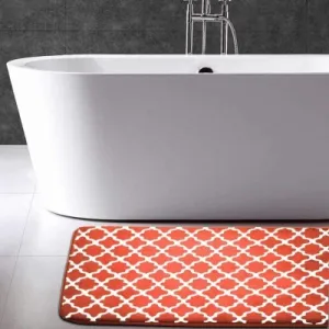 Memory Foam Bath Mat - White/Orange