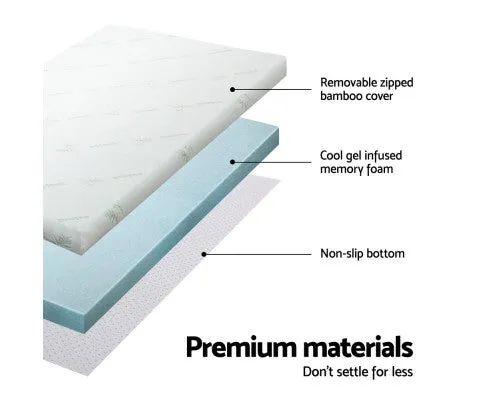 Memory Foam Mattress Topper Cool Gel Bed Mat Bamboo 10cm