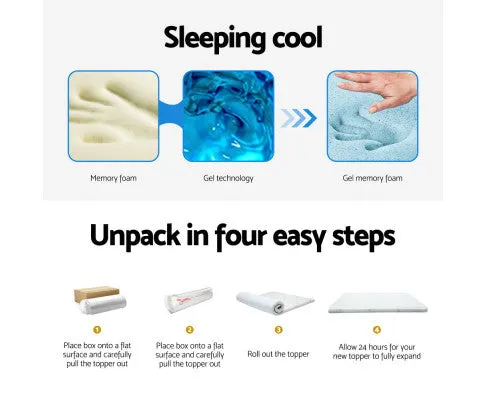 Memory Foam Mattress Topper Cool Gel Bed Mat Bamboo 10cm