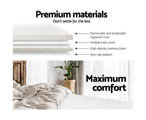 Memory Foam Mattress Topper w/Cover 8cm