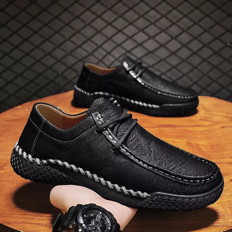Men's Handmade Shoes, Leather Casual Shoes, Comfortable Non-slip