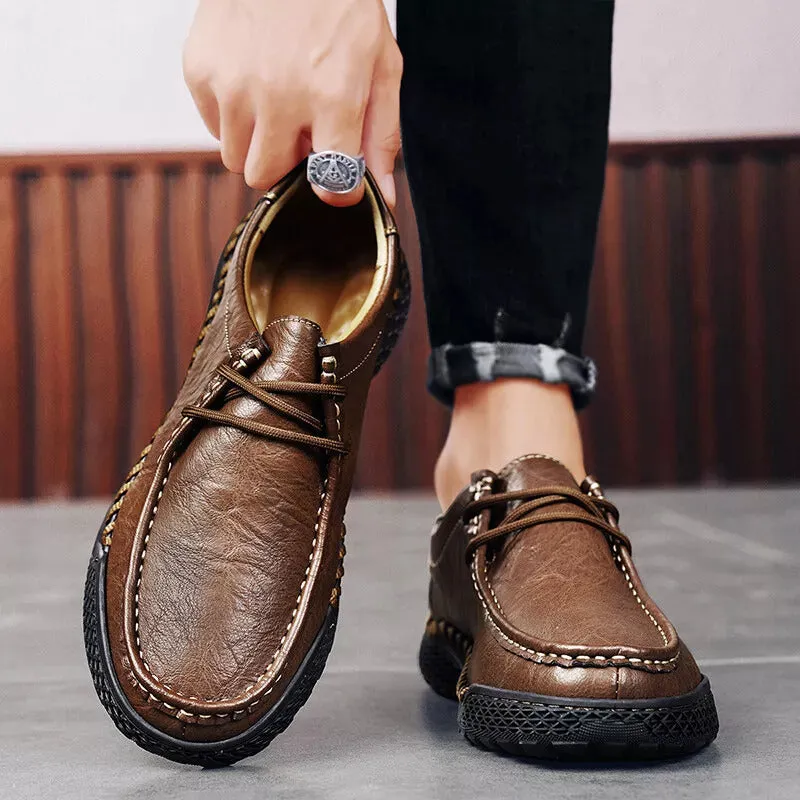 Men's Handmade Shoes, Leather Casual Shoes, Comfortable Non-slip