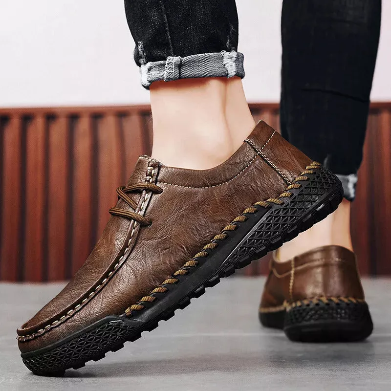 Men's Handmade Shoes, Leather Casual Shoes, Comfortable Non-slip