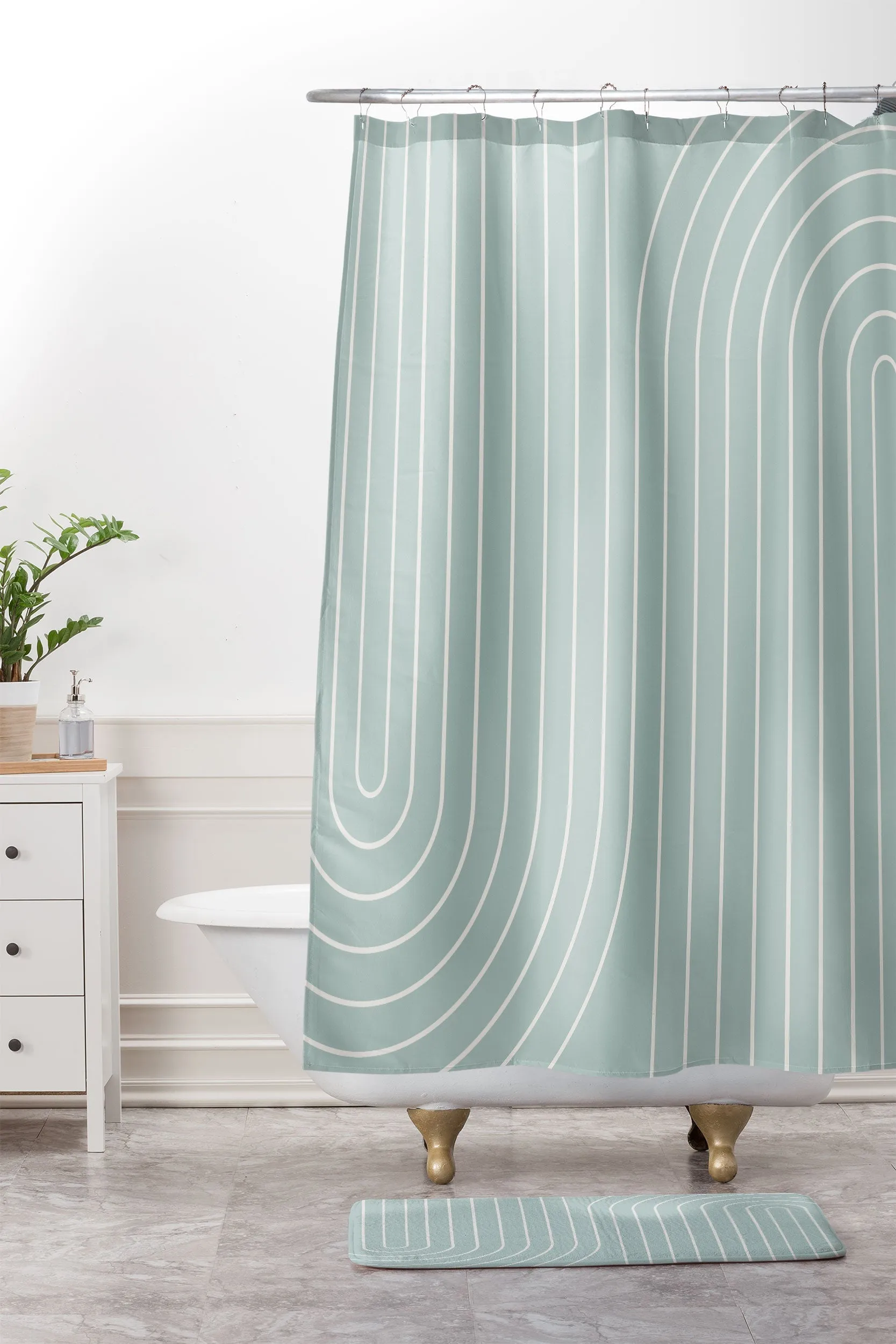 MINIMAL LINE CURVATURE SAGE MEMORY FOAM BATH MAT