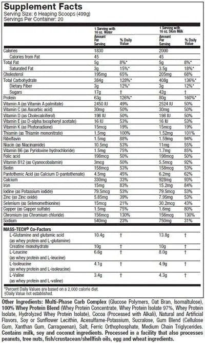 MUSCLETECH MASS TECH EXTREME 2000 20LB