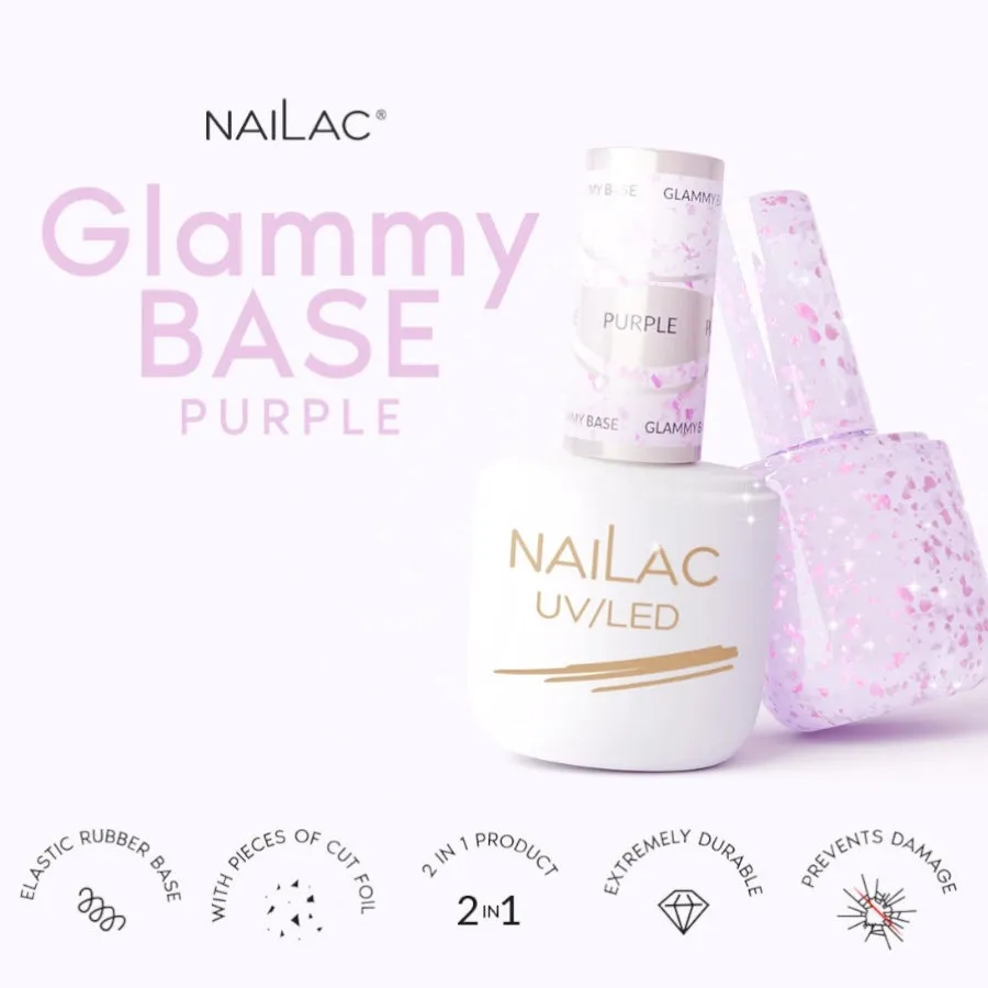 NaiLac Hybrid UV/LED Glammy Rubber Base Purple
