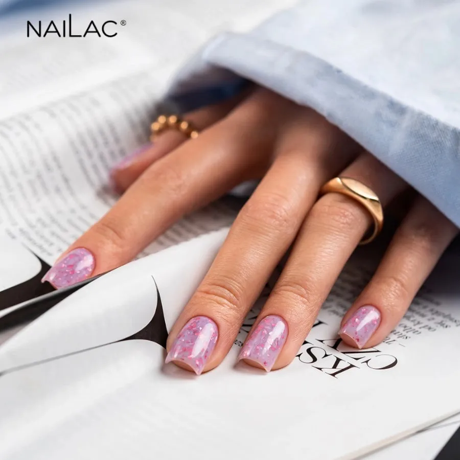 NaiLac Hybrid UV/LED Glammy Rubber Base Purple
