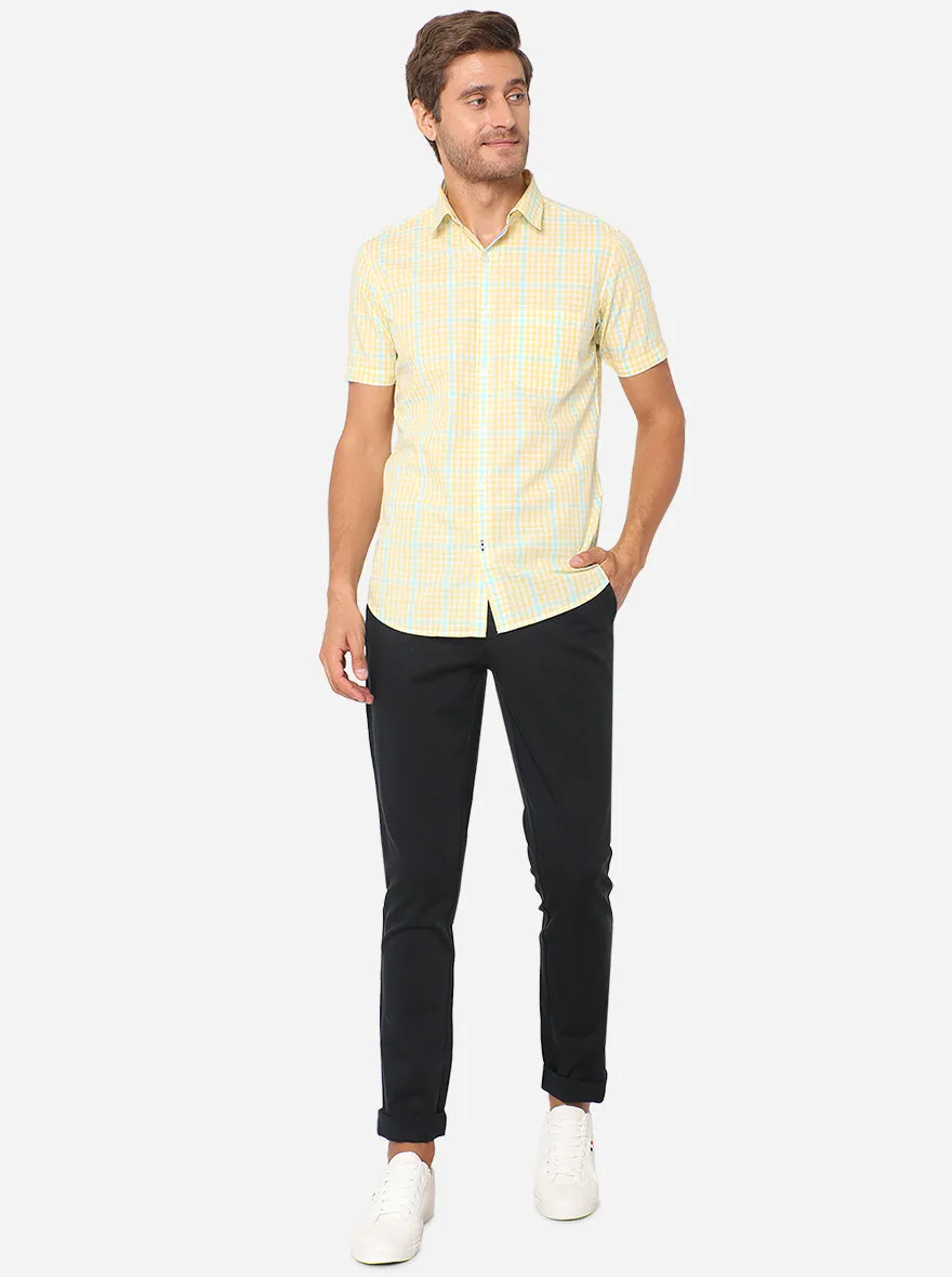 Navy Blue Solid Uno Fit Casual Trouser | JadeBlue