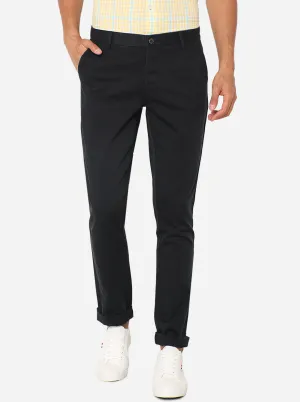 Navy Blue Solid Uno Fit Casual Trouser | JadeBlue