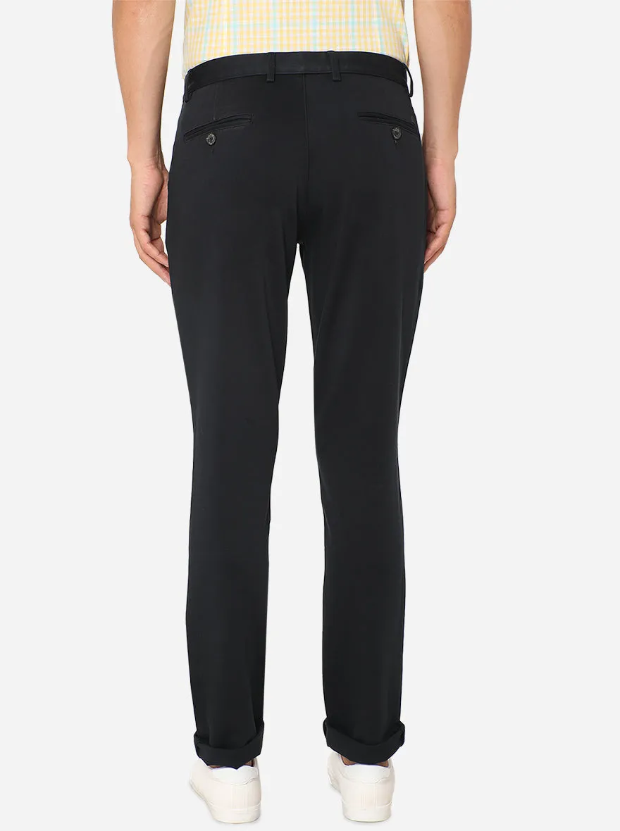 Navy Blue Solid Uno Fit Casual Trouser | JadeBlue
