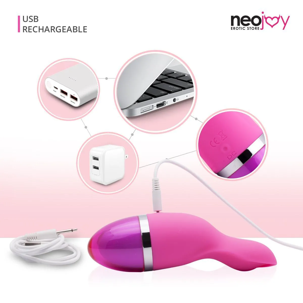 NeoJoy Ladyfinger Silicon Vibrator 9 Functions USB Recharable  - Pink