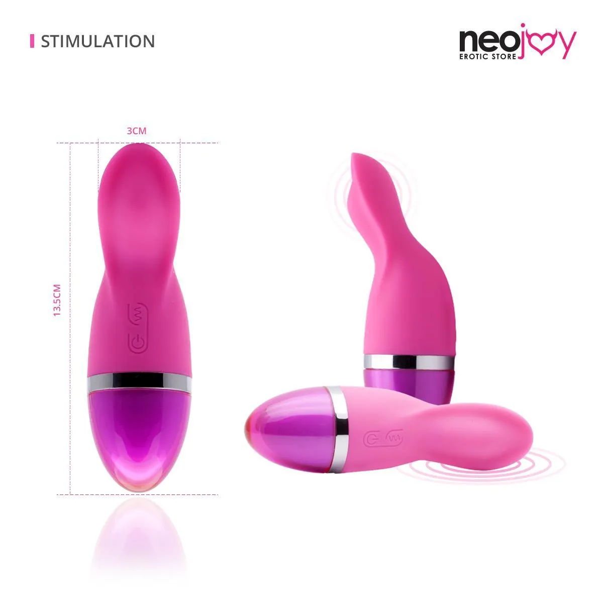 NeoJoy Ladyfinger Silicon Vibrator 9 Functions USB Recharable  - Pink