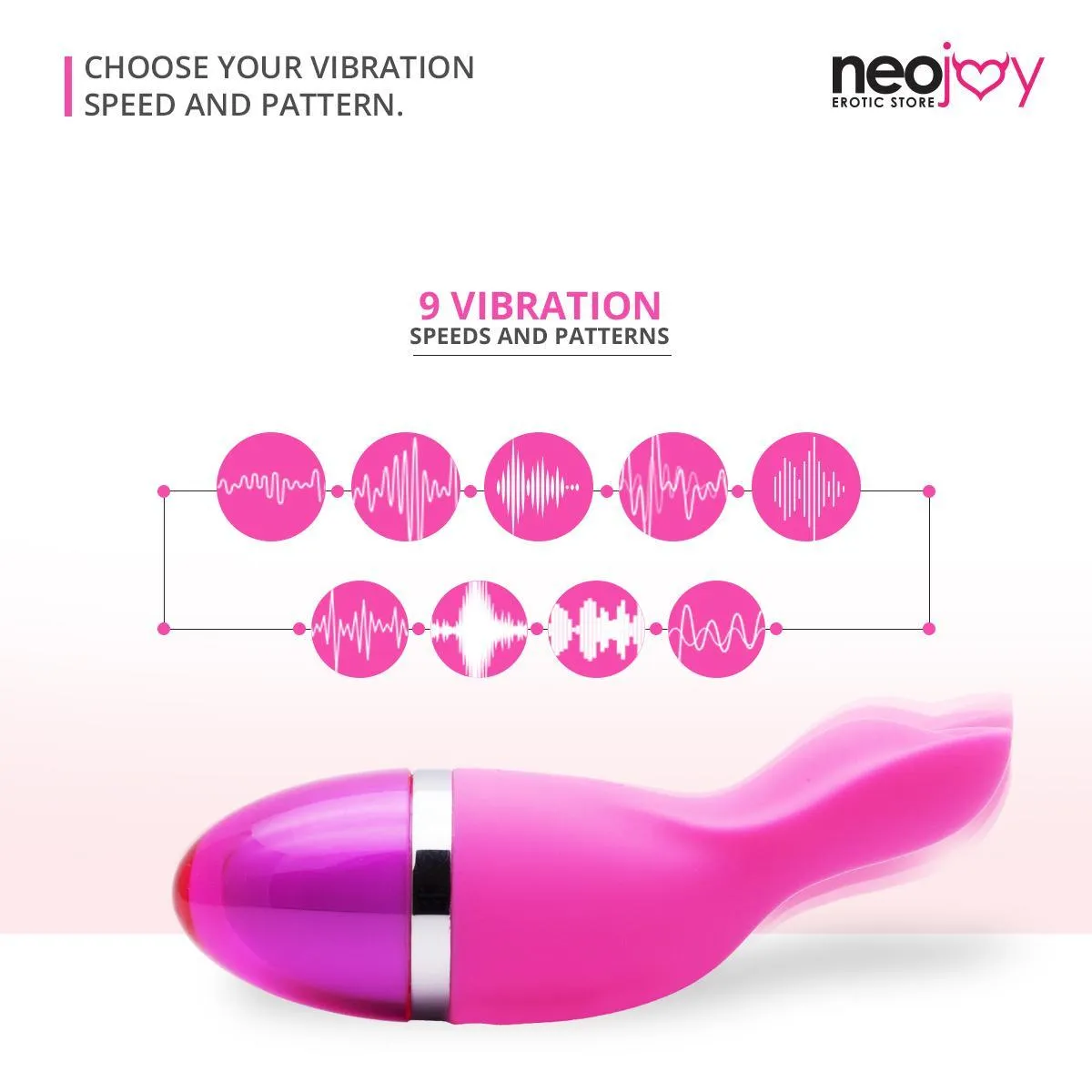 NeoJoy Ladyfinger Silicon Vibrator 9 Functions USB Recharable  - Pink