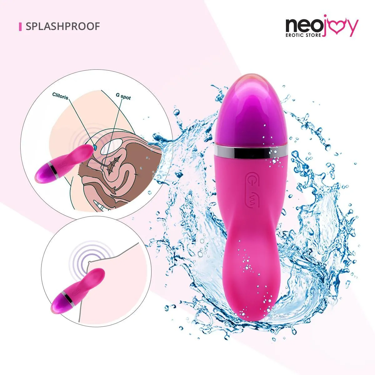 NeoJoy Ladyfinger Silicon Vibrator 9 Functions USB Recharable  - Pink