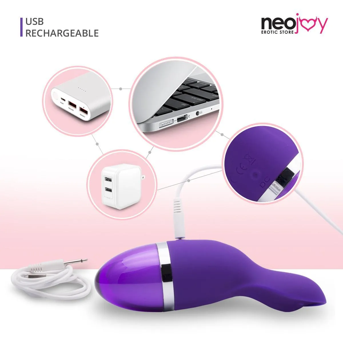 NeoJoy Ladyfinger Silicon Vibrator 9 Functions USB Rechargeable - Purple