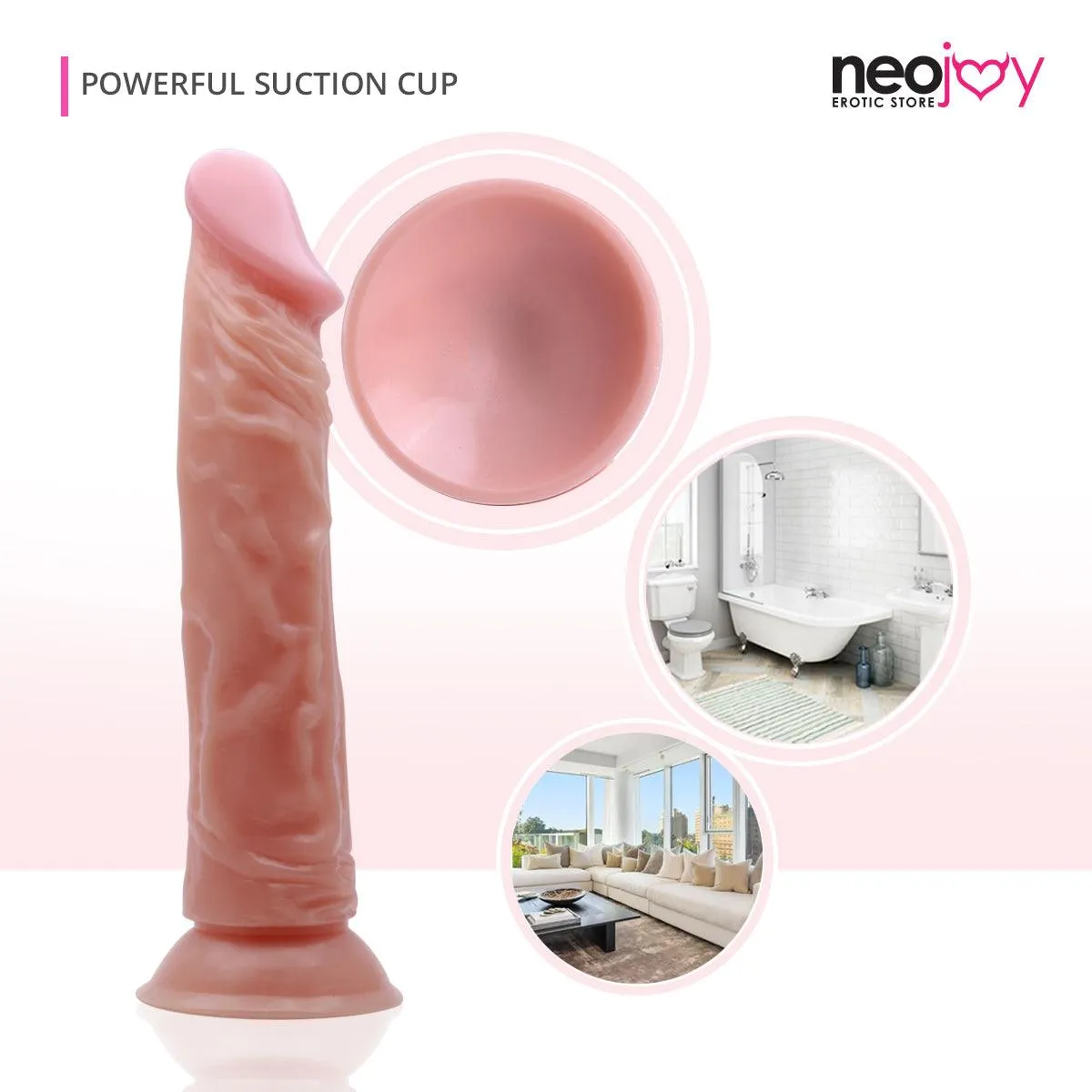 Neojoy - Lifelike Super-Real Dildo Curved PVC With Suction Cup - Flesh - 23cm - 9.1 inch