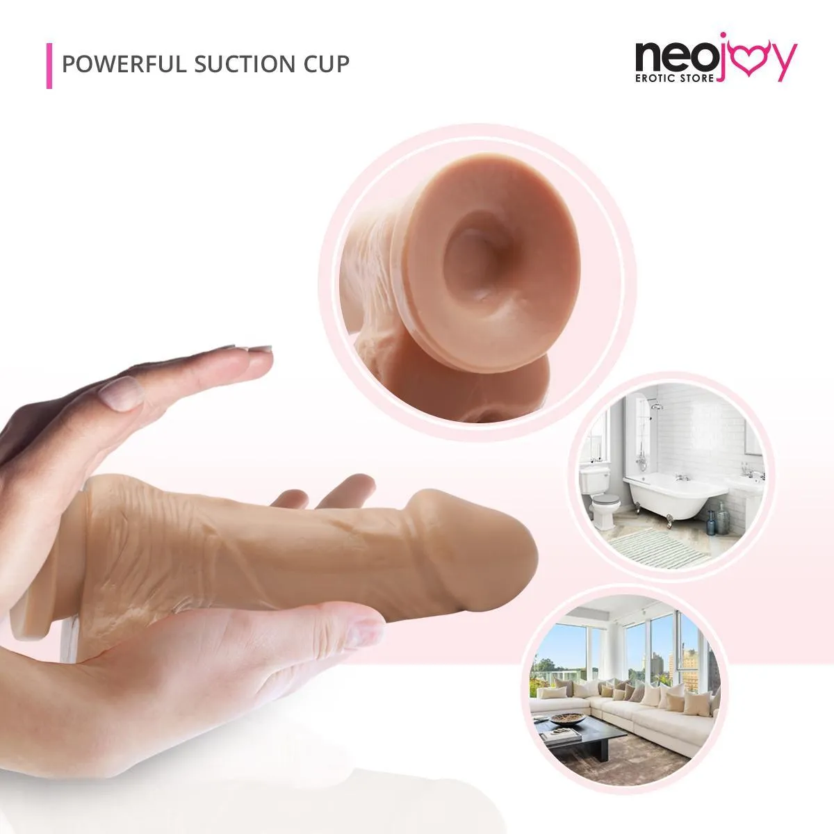 Neojoy Realistic Cock TPE with suction cup - light  Brown  7 inch - 18cm