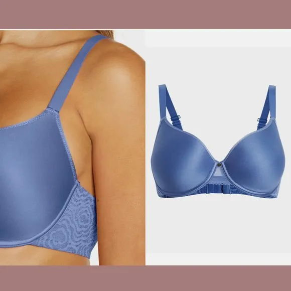 NEW $78 Chantelle [ 32DDD‎ ] C Jolie Comfort Convertible T-Shirt Bra Blue