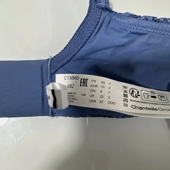 NEW $78 Chantelle [ 32DDD‎ ] C Jolie Comfort Convertible T-Shirt Bra Blue