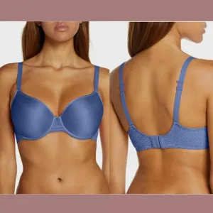 NEW $78 Chantelle [ 32DDD‎ ] C Jolie Comfort Convertible T-Shirt Bra Blue