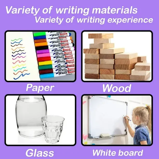 NEW 8 Pcs Magical Water Painting Pen, Water Doodle Pens Color Whiteboard Pen, Doodle Water Floating Pens for Drawing Mats Painting Boards