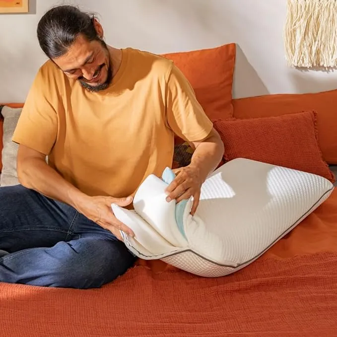 New EMMA Memory Foam Pillow | Queen Size 16" x 28" | Breathable Bed Pillow with Head and Neck Support | Adjustable & Customizable with 3 Layers | Removable and Washable Cover Retails $99 
