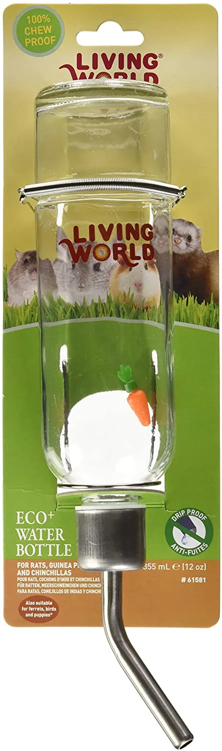 New Living World Eco Plus Water Bottle, 12-Ounce, Chew proof! For rats, Guinea Pigs, Chinchillas