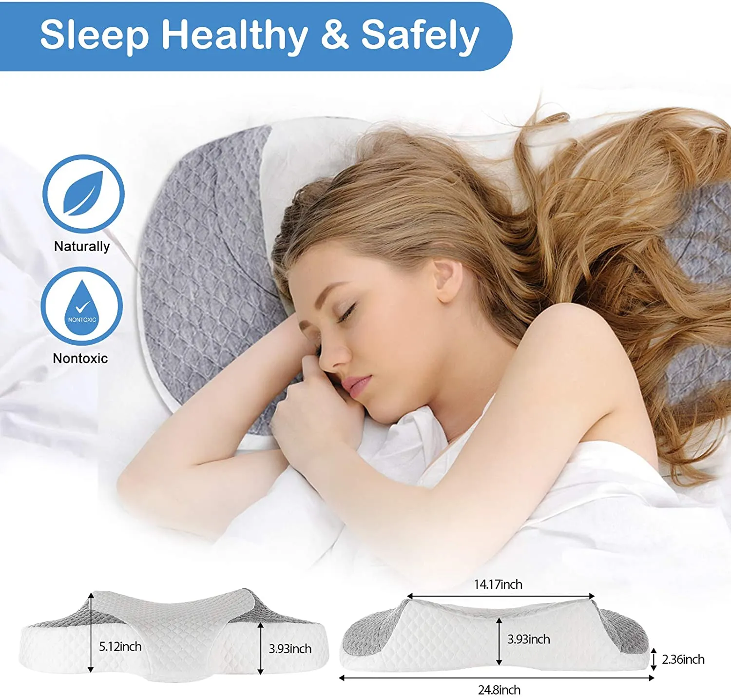 New Looffy Memory Foam Contour Pillow for Sleeping, Ergonomic Cervical Bed Pillow Orthopedic Sleeping Pillows, Neck Support Pillow for Neck and Shoulder Pain, Side, Back and Stomach Sleepers, Retails $110 