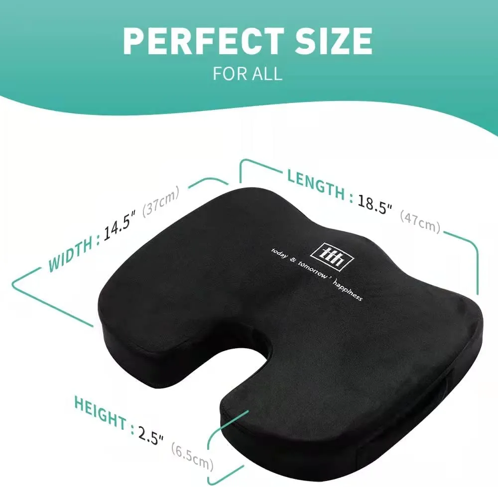 New Memory Foam seat Cushion, tth Gel Enhanced seat Cushion for Lower Back, Tailbone and Sciatica Pain Relief, Premium Comfort seat Cushion for Desk Chair, Computer Chair, car, Wheelchair. (Black)
