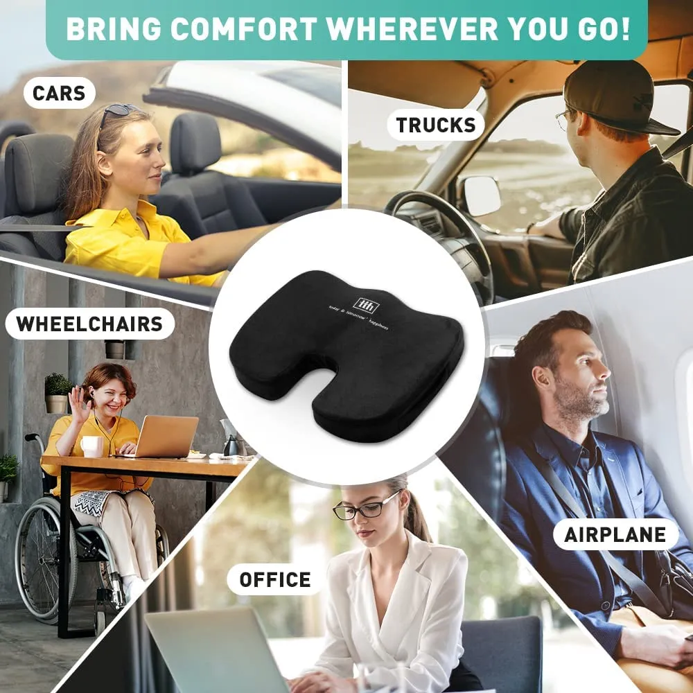 New Memory Foam seat Cushion, tth Gel Enhanced seat Cushion for Lower Back, Tailbone and Sciatica Pain Relief, Premium Comfort seat Cushion for Desk Chair, Computer Chair, car, Wheelchair. (Black)