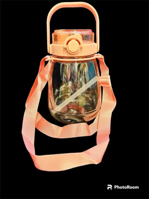 New shirayukinikki 1200 ml wide mouth big belly water bottle with cup rope, handle & straw! Can Fit Boba Straw! PINK