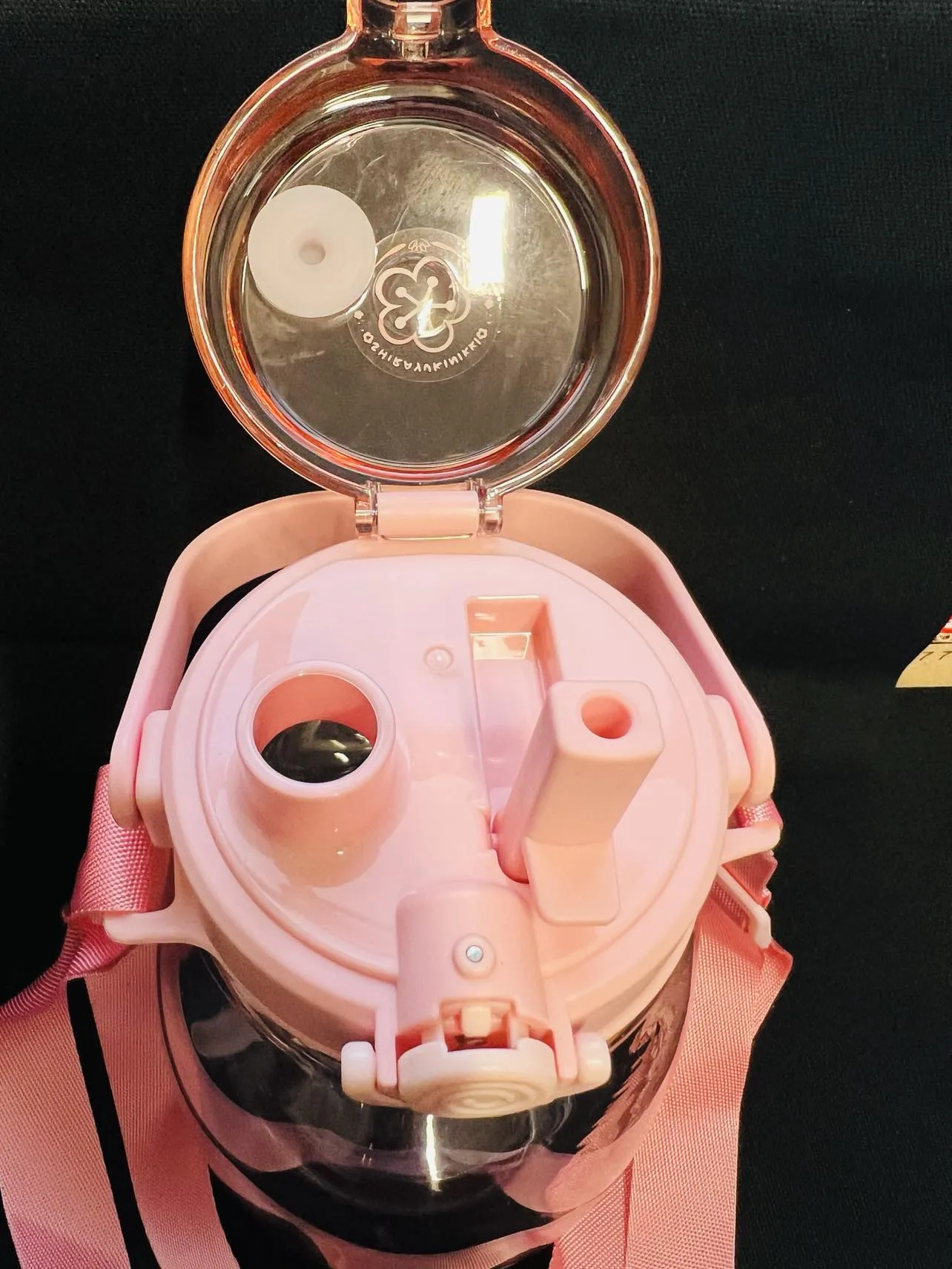 New shirayukinikki 1200 ml wide mouth big belly water bottle with cup rope, handle & straw! Can Fit Boba Straw! PINK