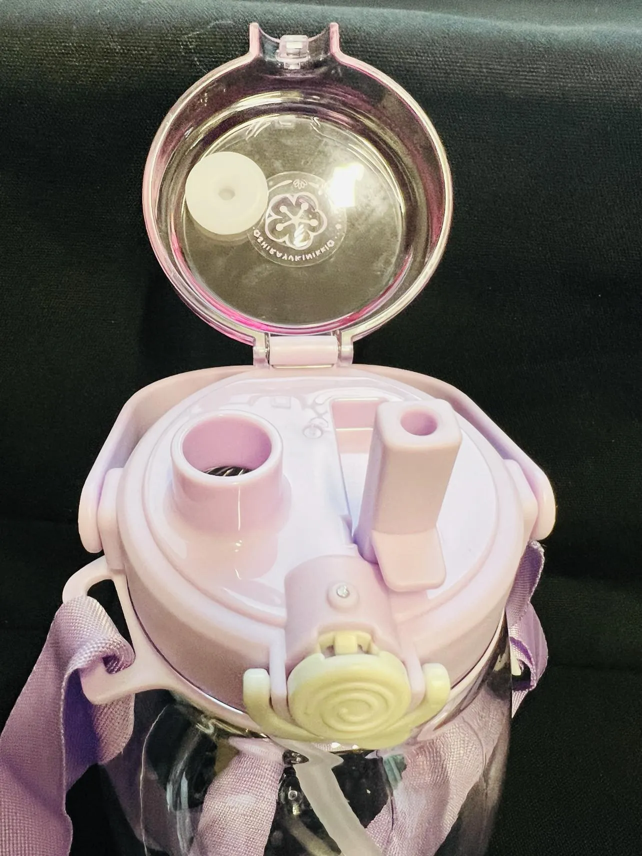New shirayukinikki 1200 ml wide mouth big belly water bottle with cup rope, handle & straw! Can Fit Boba Straw! PURPLE