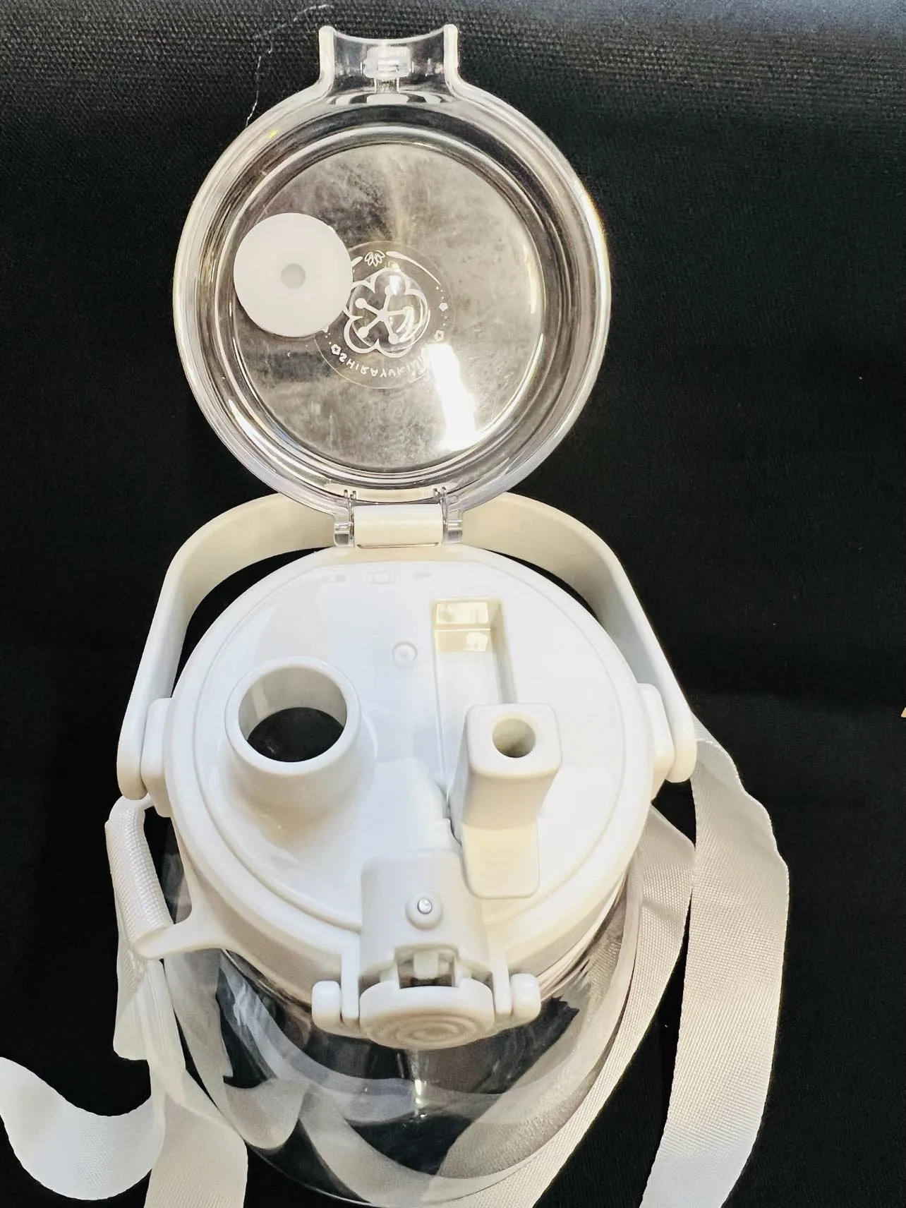 New shirayukinikki 1200 ml wide mouth big belly water bottle with cup rope, handle & straw! Can Fit Boba Straw! WHITE