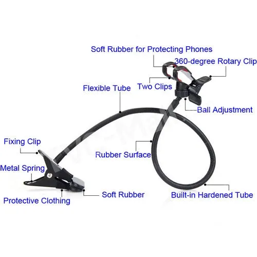 New Universal Mobile Phone Holder Lip Stand Telescopic Type Multifunction Flexible Mobile Phone Holder for Desk and Bedding Table Clip Bracket