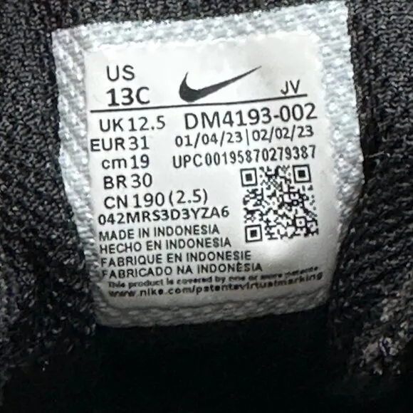 ⭐NIKE Little Kids comfy shoes 13C DOWNSHIFTER 12 Black Iridescent DM4193-002 New