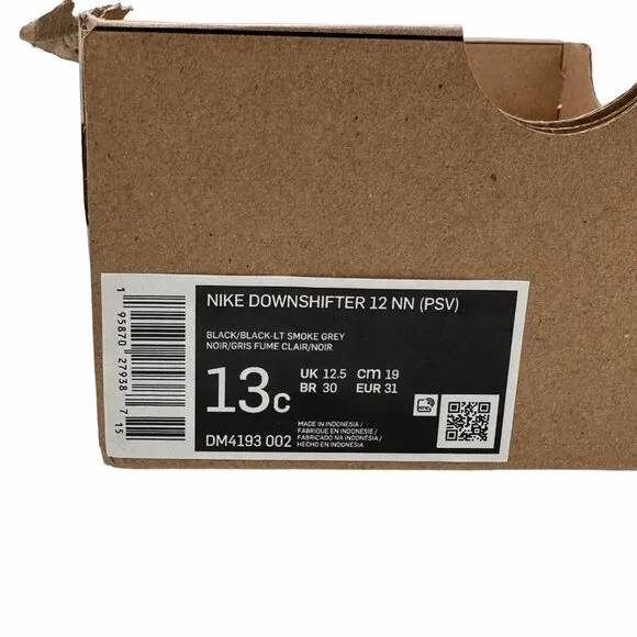 ⭐NIKE Little Kids comfy shoes 13C DOWNSHIFTER 12 Black Iridescent DM4193-002 New