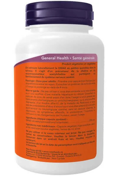 Now DMAE 250 mg 100 Veg Capsules