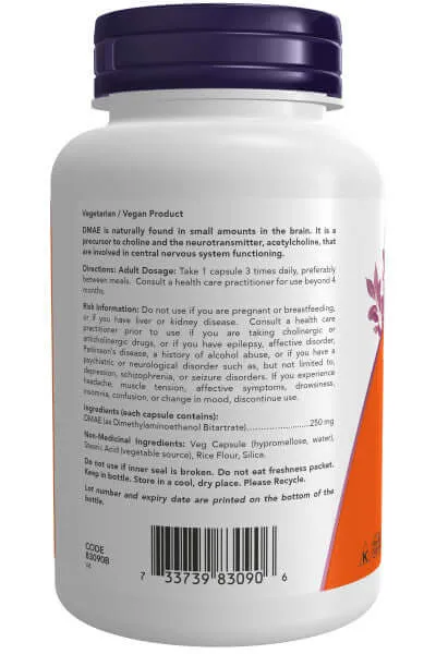 Now DMAE 250 mg 100 Veg Capsules