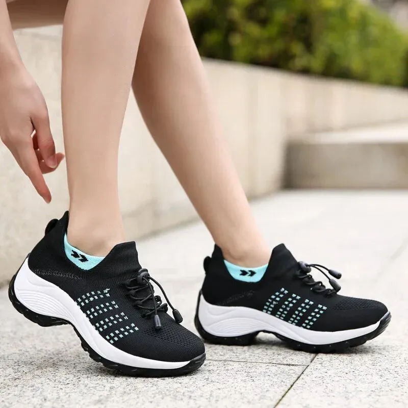 Ortho Stretch Cushion Shoes Women - Black Sky Blue