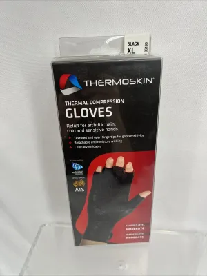 ORTHO ZONE Thermoskin Premium Black Arthritis Gloves PAIR Compression X Large 11
