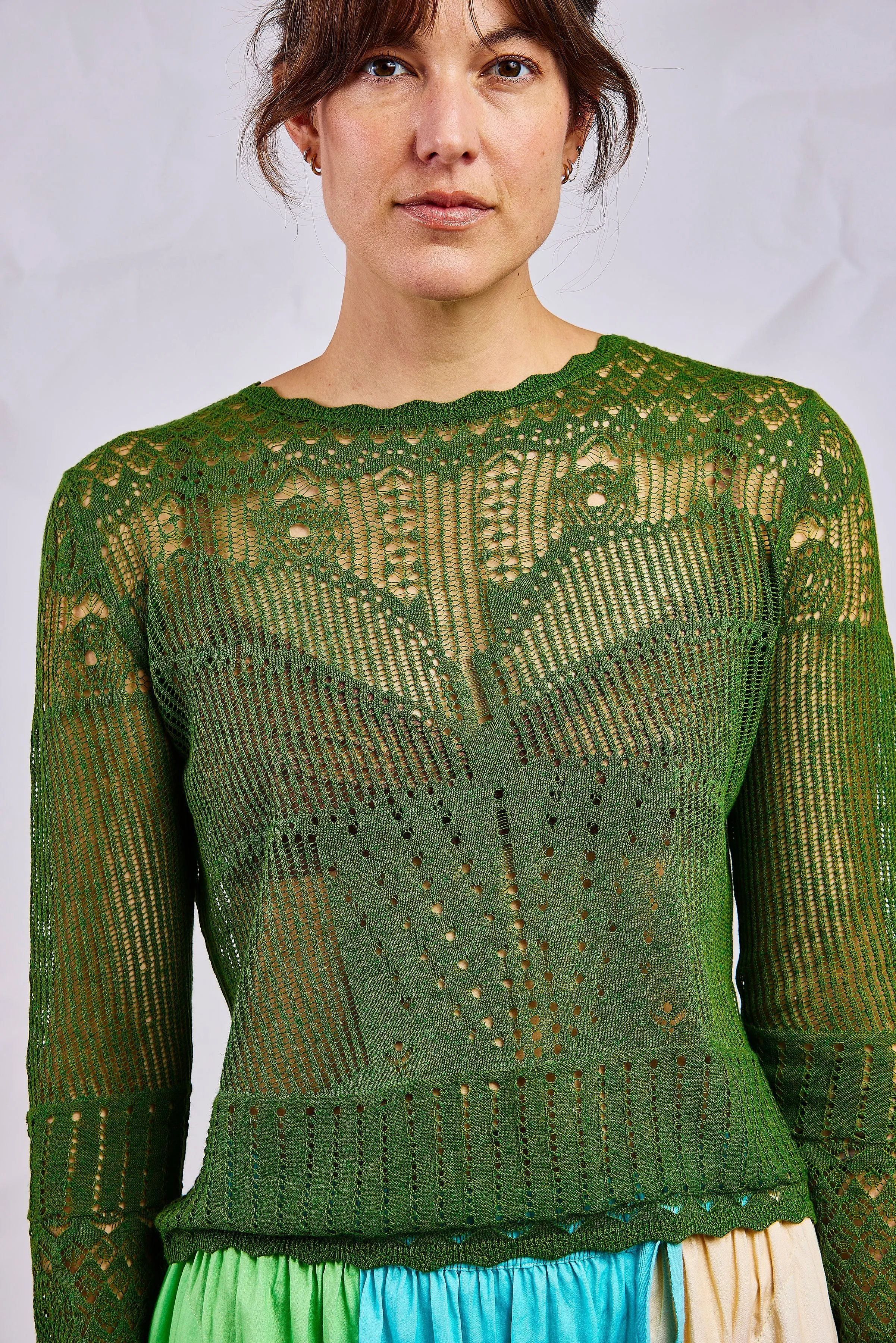 Palm Pointelle Lace Sweater