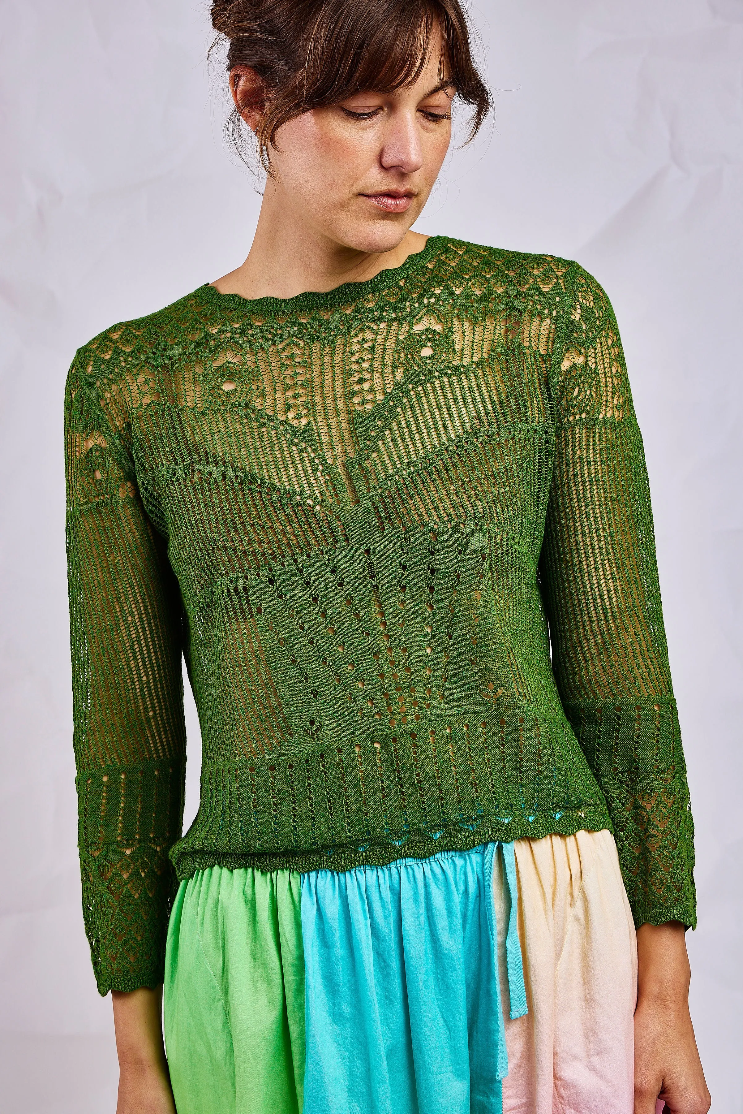 Palm Pointelle Lace Sweater