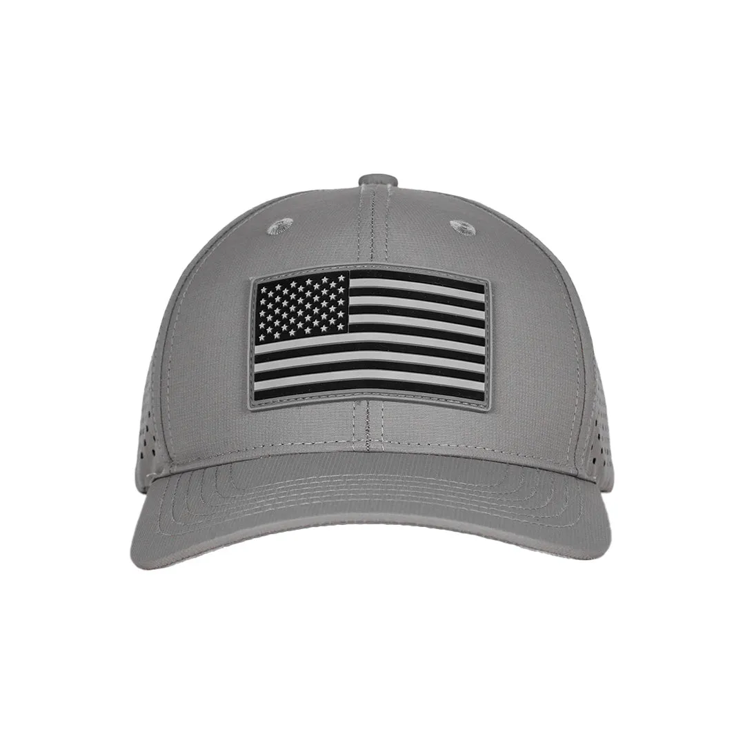 Performance Snapback | Blackout American Flag | Grey PreOrder