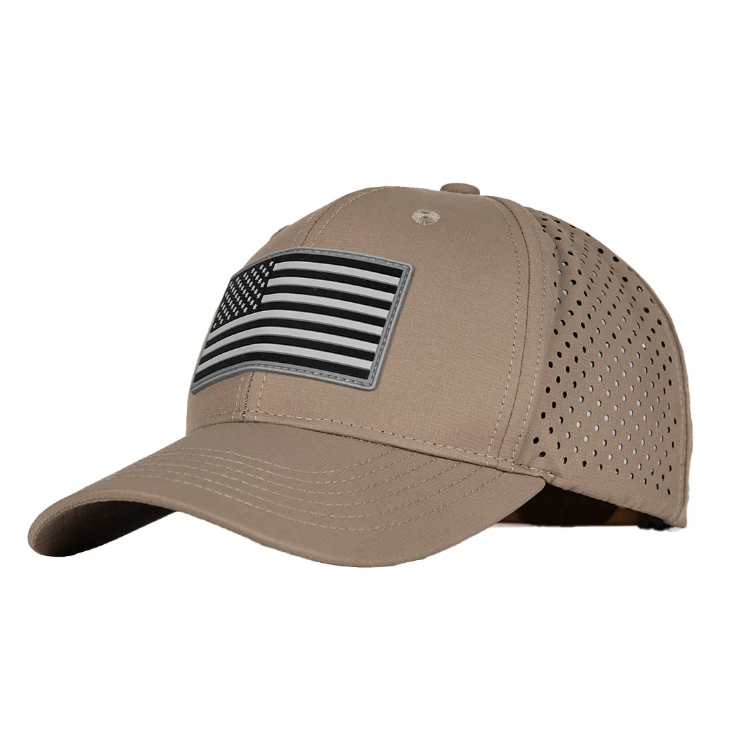 Performance Snapback | Blackout American Flag | Khaki PreOrder