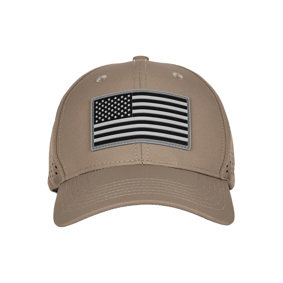 Performance Snapback | Blackout American Flag | Khaki PreOrder
