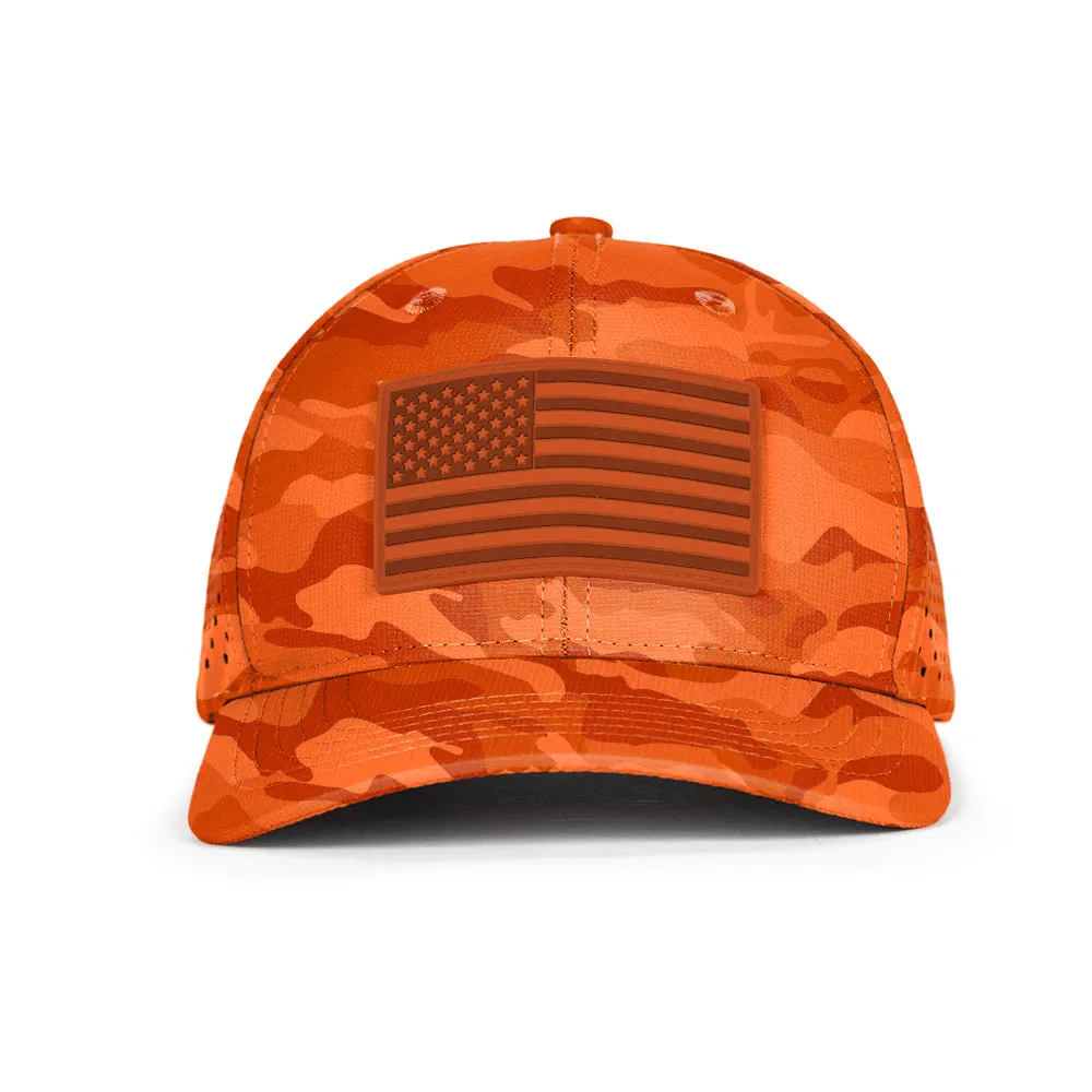 Performance Snapback | Blaze Orange Military Camo PreOrder